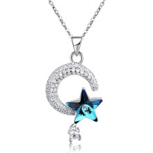 925 Sterling Silver Star Crystal Diamond Necklace for Gift Jewelry